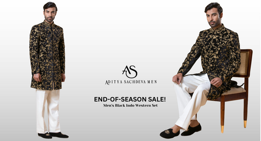 Shop Elegant Men's Black Velvet Indo Western Set | Aditya Sachdeva