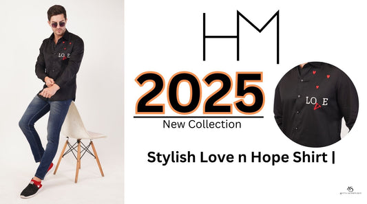 Stylish Love n Hope Shirt | Handcrafted Black Cotton Shirt with Inspiring Embroidery