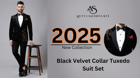 Dazzle in Style: The Black Velvet Collar Tuxedo Suit Set for Unforgettable Celebrations