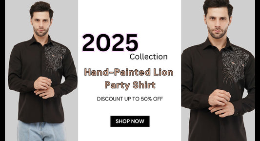 Hand-Painted Lion Party Shirt | Unique Fashion Statement