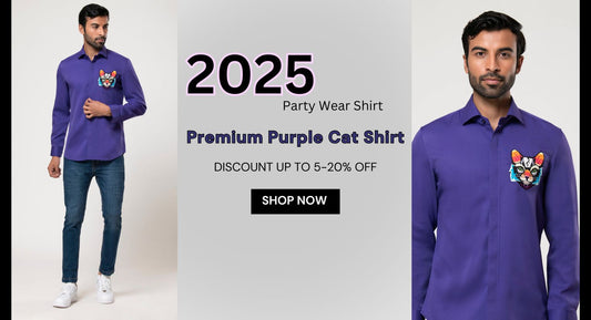 Unleash the Sophisticate within Premium Purple Cat Shirt for Men