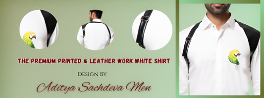 The Premium Printed & Leather Work White Shirt