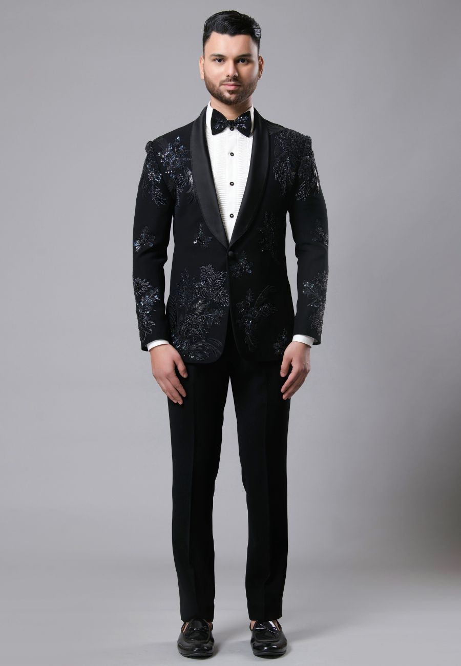 Black Italian Crepe Fabric Tuxedo Set