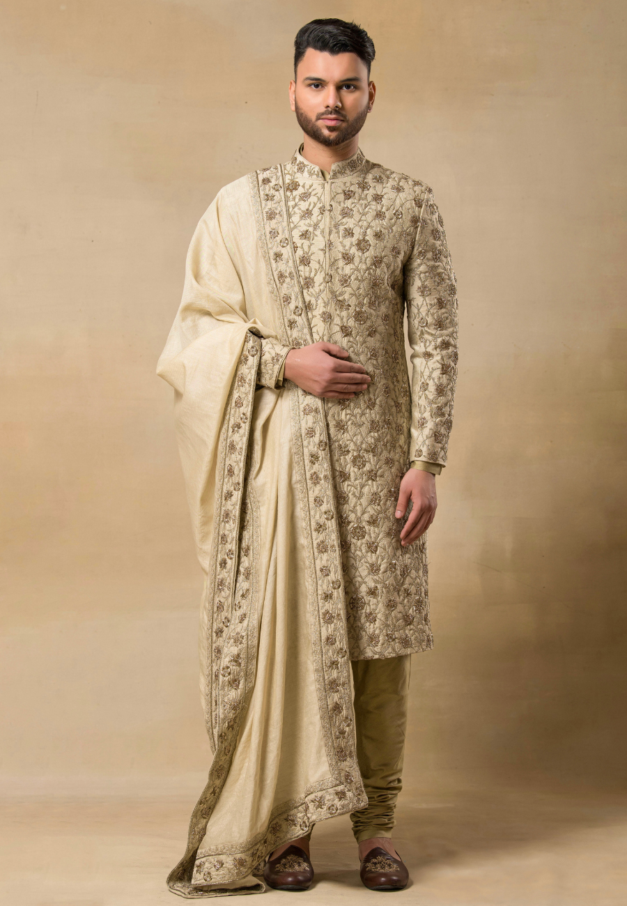 Cream Sherwani for Men