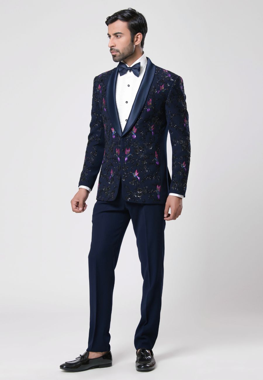 Hand Embroidered Tuxedo Suit Set