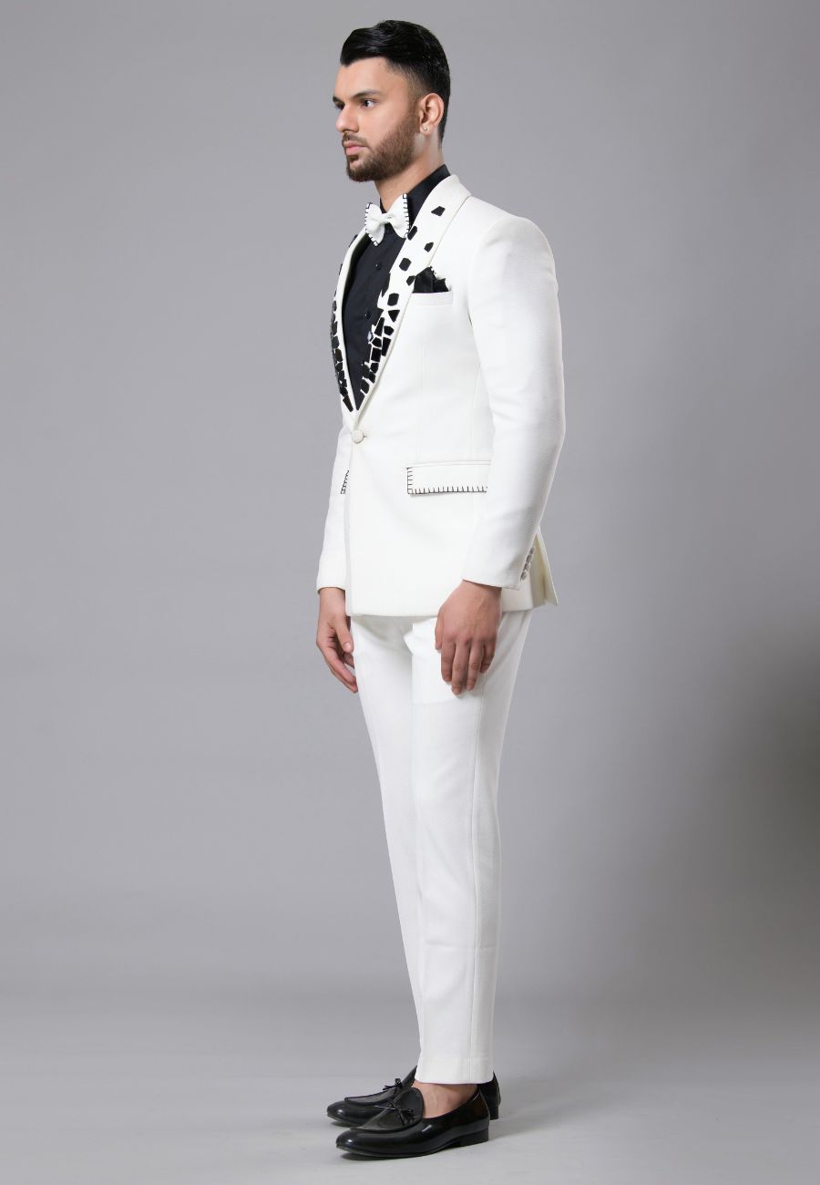 White knitted Tuxedo Set