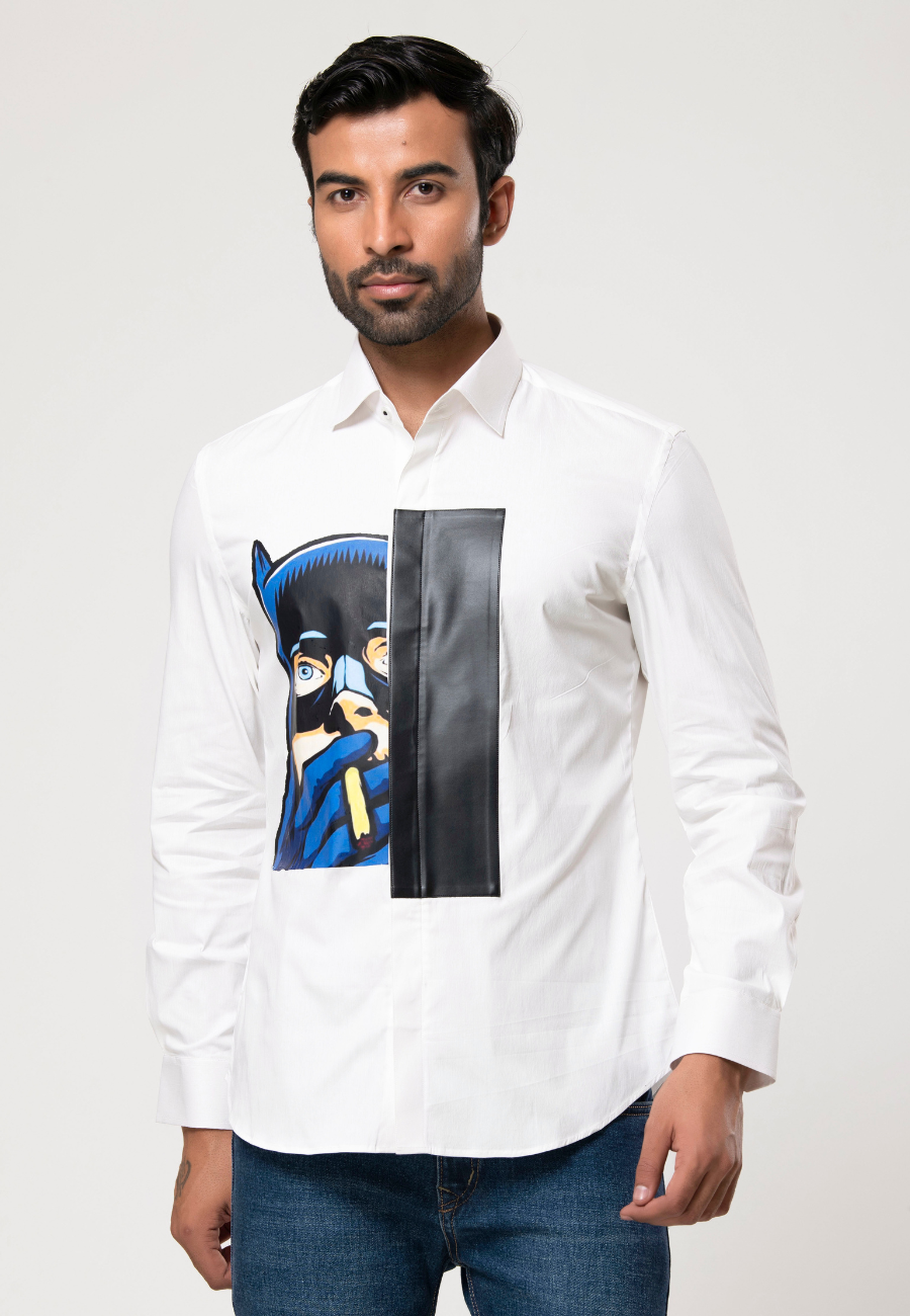 Premium White Printed Cotton Shirt