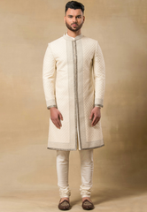 Cream Embroidered Sherwani