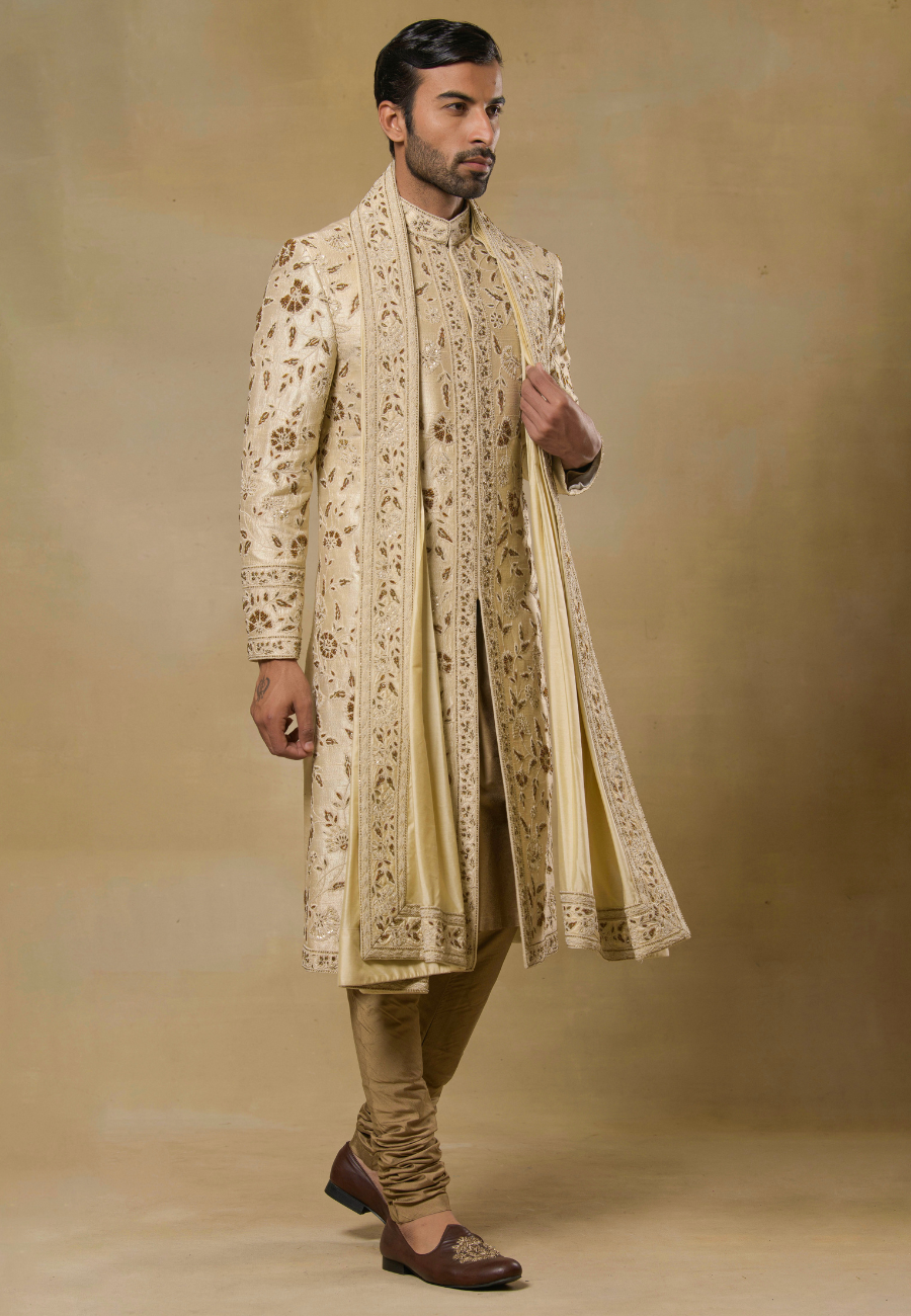 Pale Yellow Sherwani Set