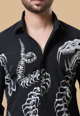 Black Italian Crepe Printed Shirt