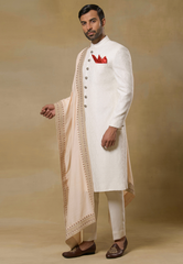 Ivory Jacquard Sherwani Set