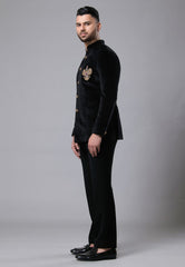 Black Micro Velvet Bandh Gala Set