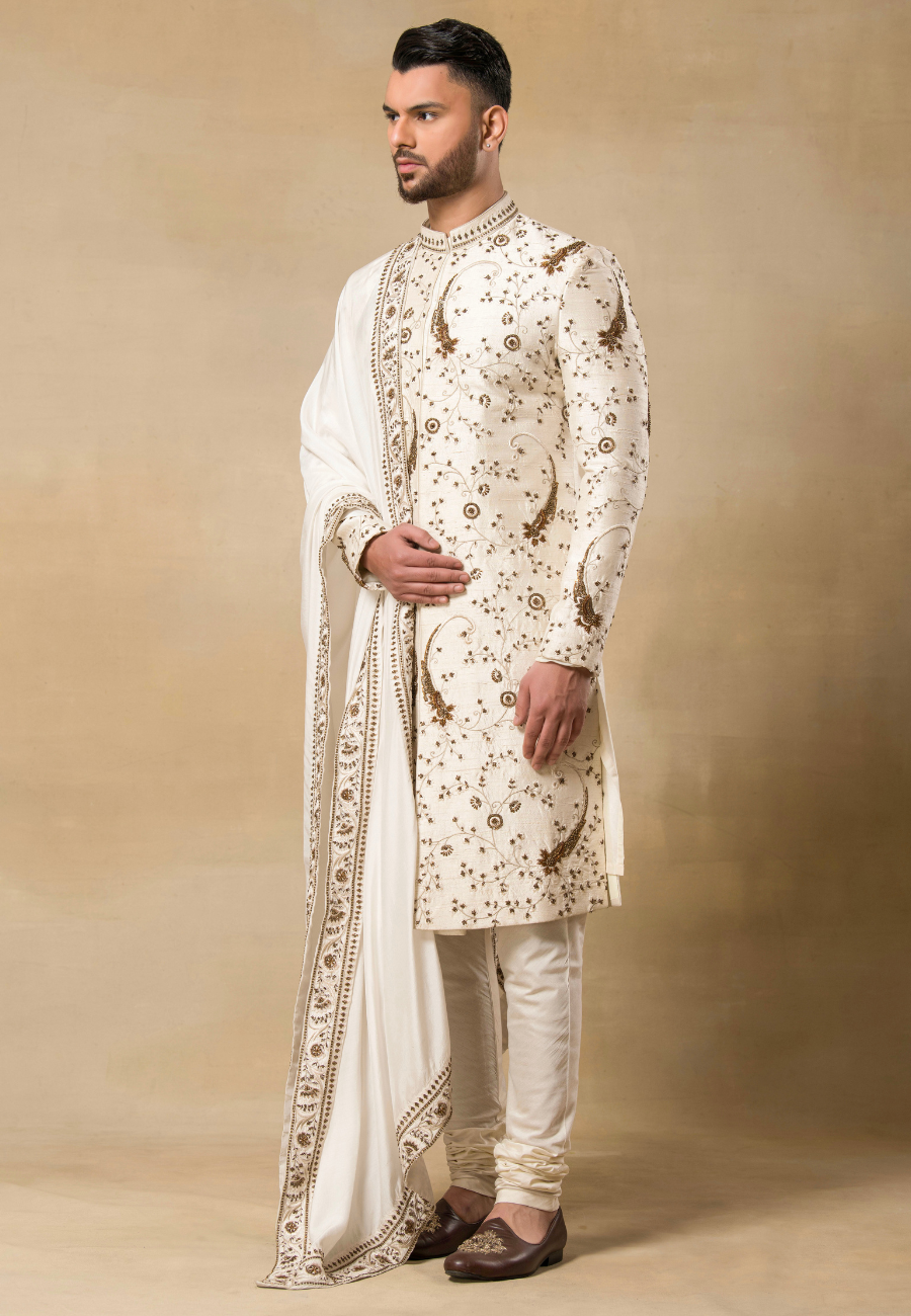 Designer White Sherwani for Men