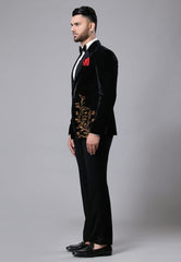 Black Velvet Collar Tuxedo Suit Set