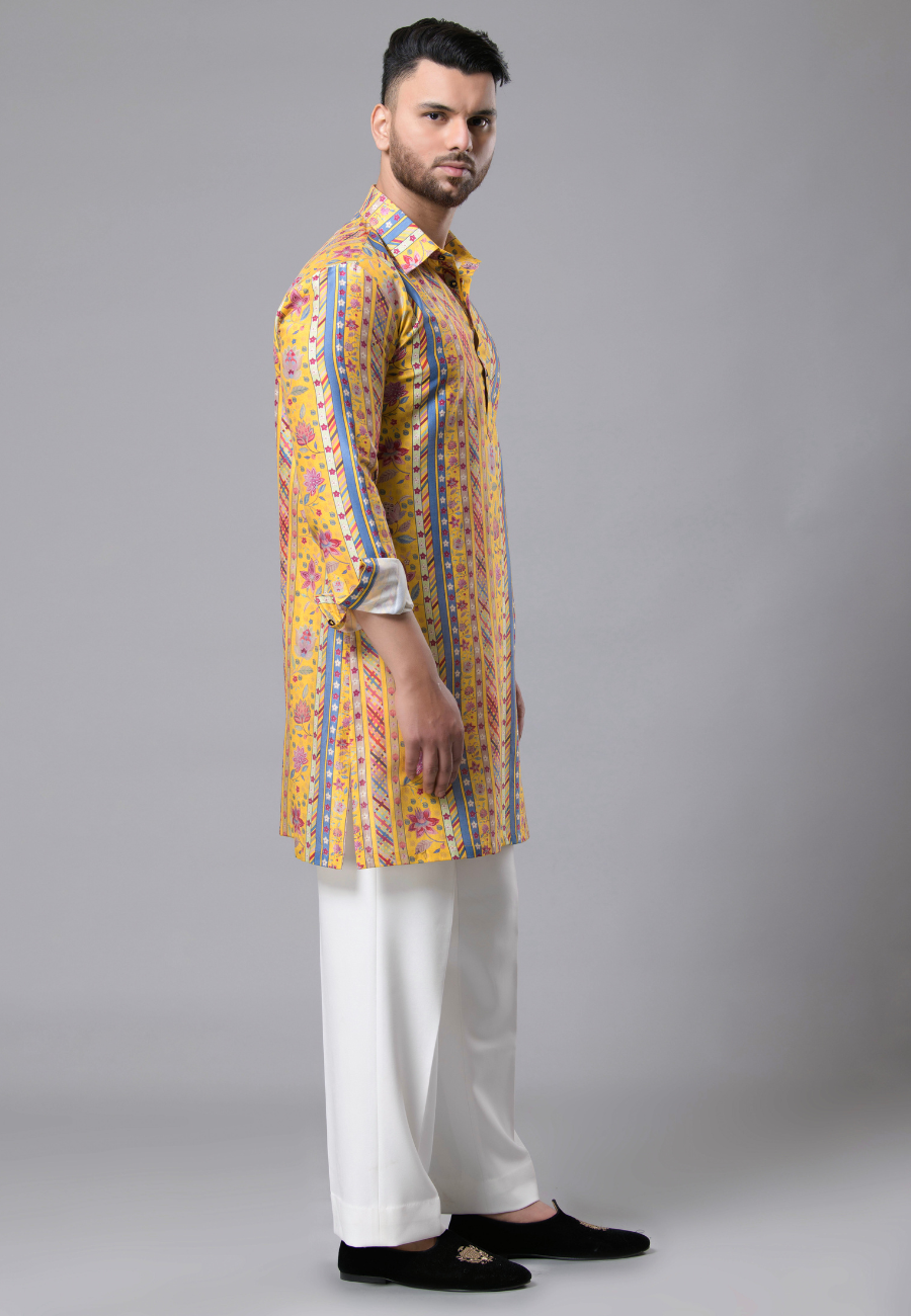 Yellow Kurta with Silk Pant