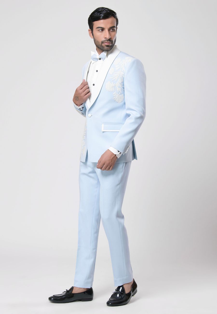 Sky Blue Tuxedo Suit Set