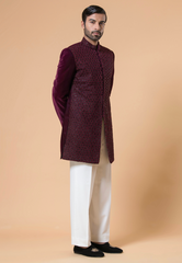 Men's Wine Indo Western Set