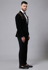 Black Velvet Collar Tuxedo Suit Set