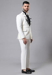 White knitted Tuxedo Set