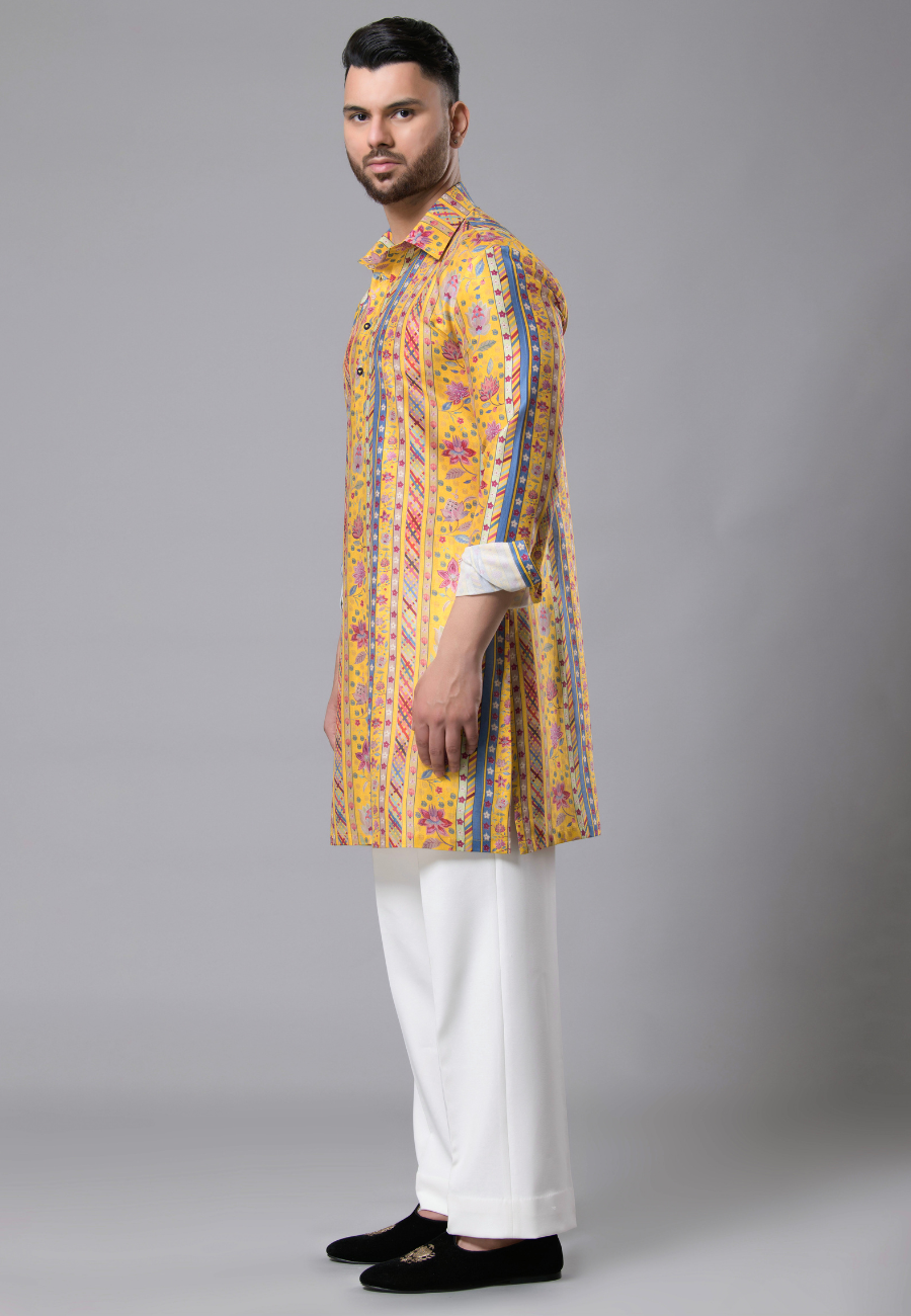 Yellow Kurta with Silk Pant