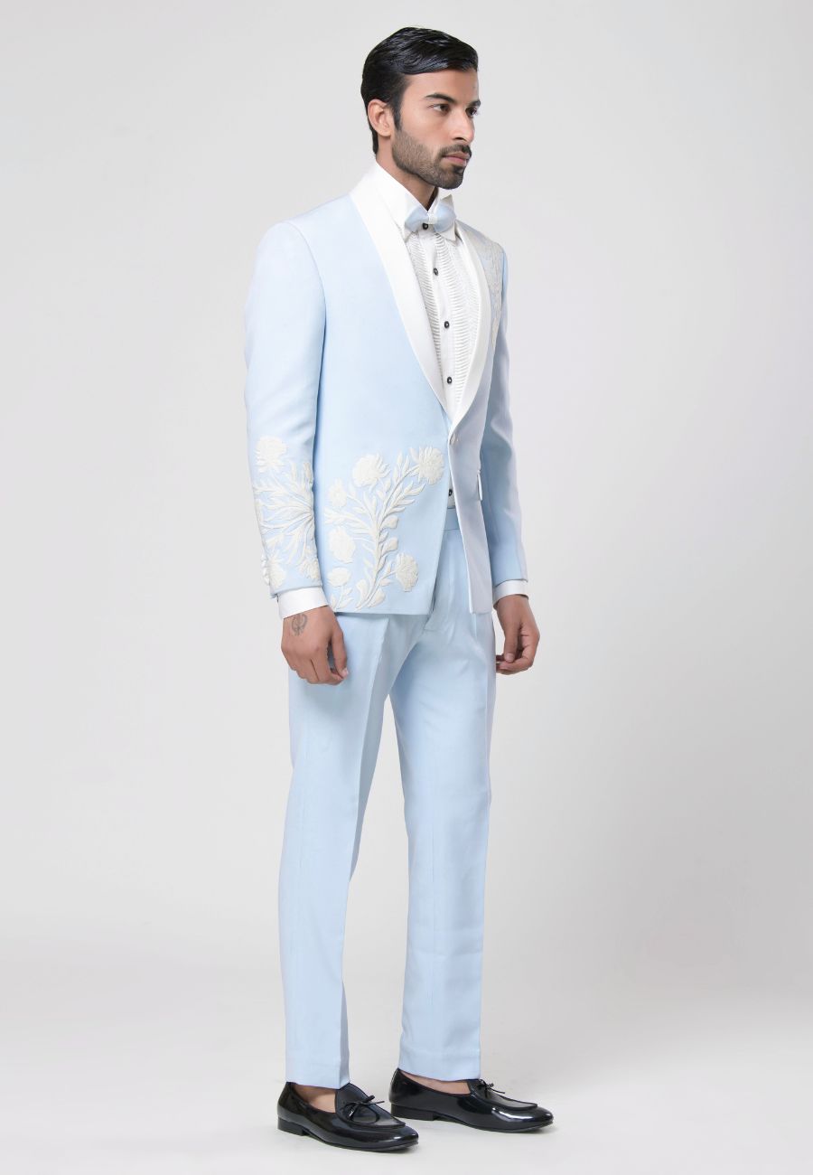 Sky Blue Tuxedo Suit Set