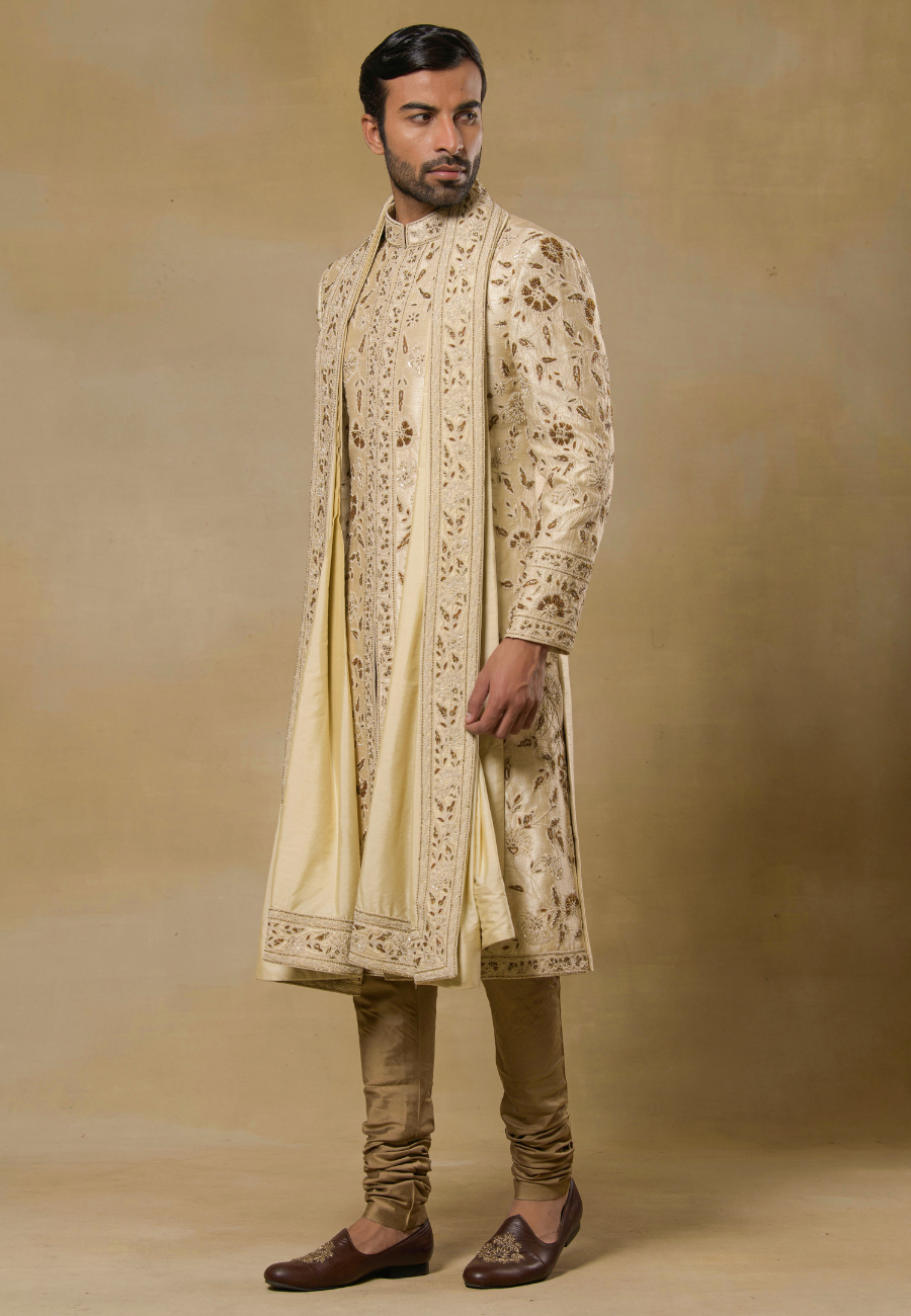 Pale Yellow Sherwani Set