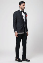 Black Terry Rayon Moti Embroidered Tuxedo Set