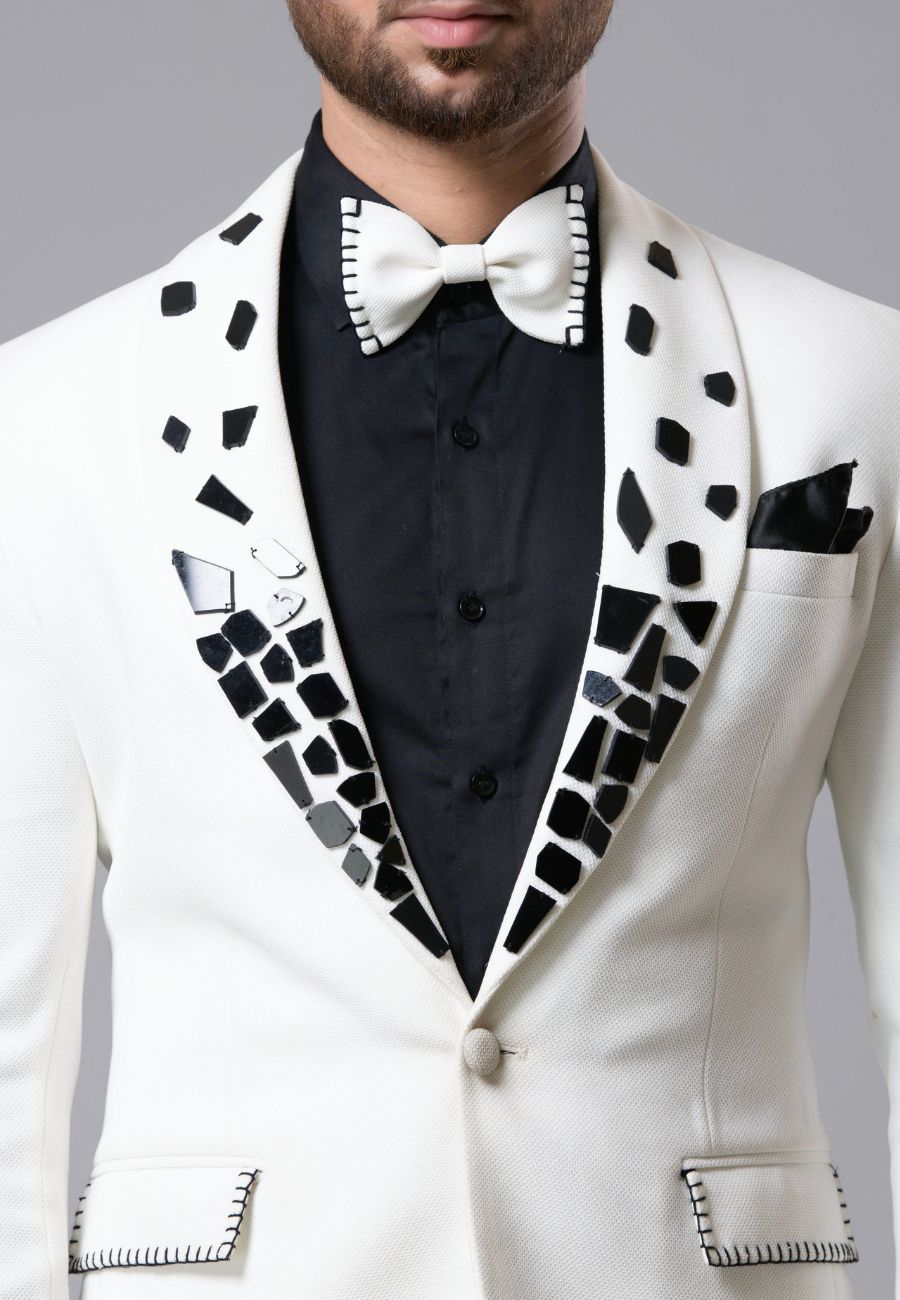 White knitted Tuxedo Set