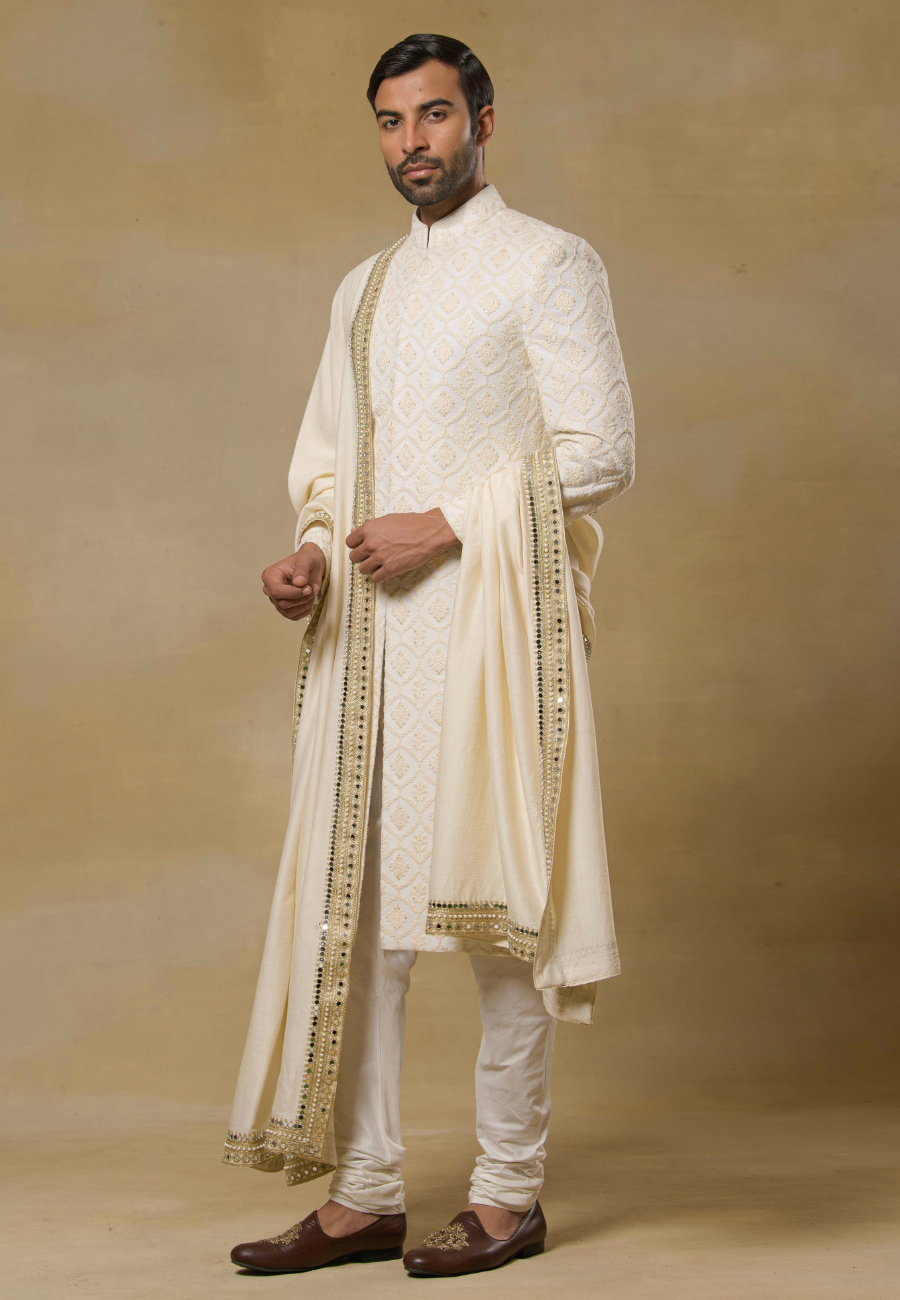 Light Gold Sherwani Set