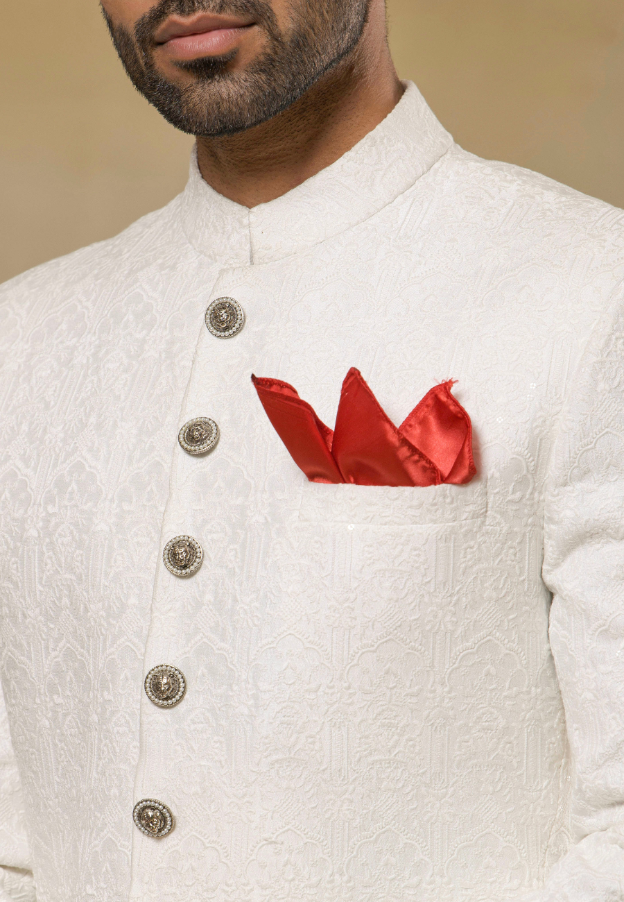 Ivory Jacquard Sherwani Set