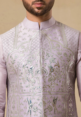 Light Purple Leather Embroidered Bundi