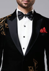 Black Velvet Collar Tuxedo Suit Set