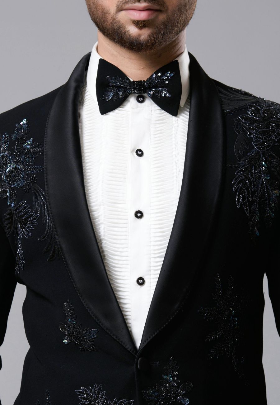 Black Italian Crepe Fabric Tuxedo Set