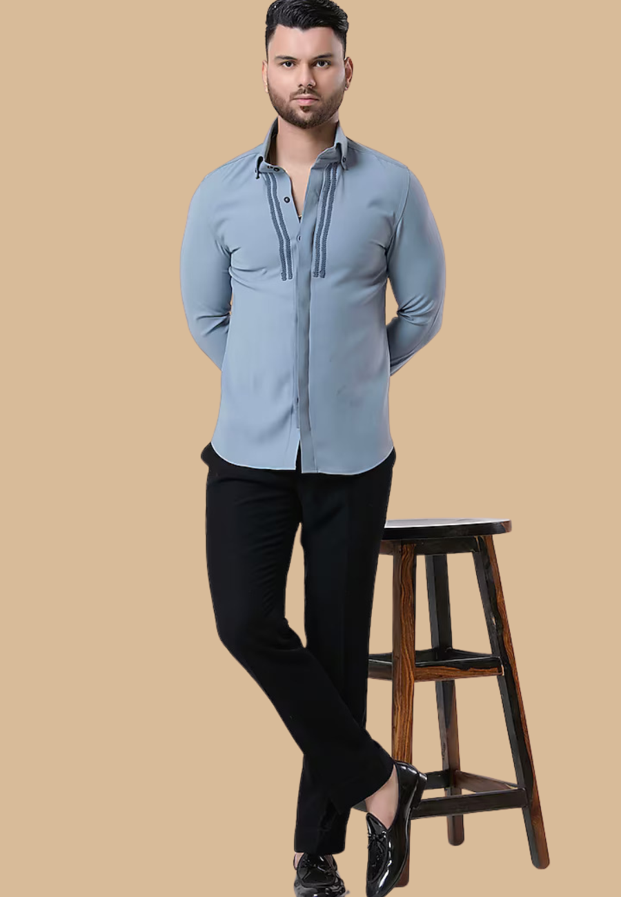 Grey Italian Crepe Shirt