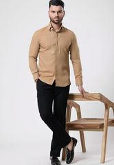 Khaki Italian Crepe Shirt