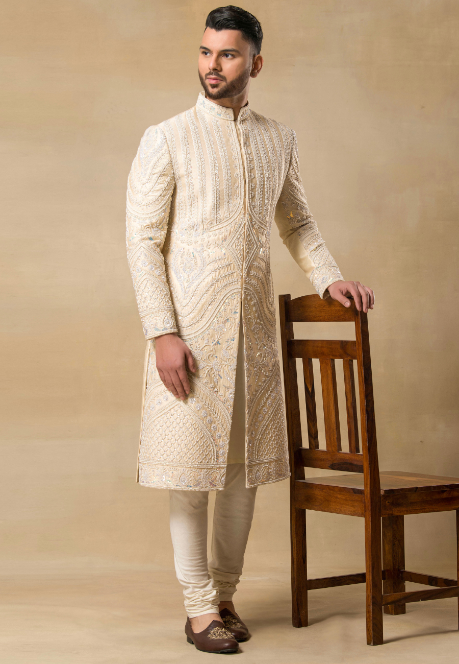 Cream Sherwani