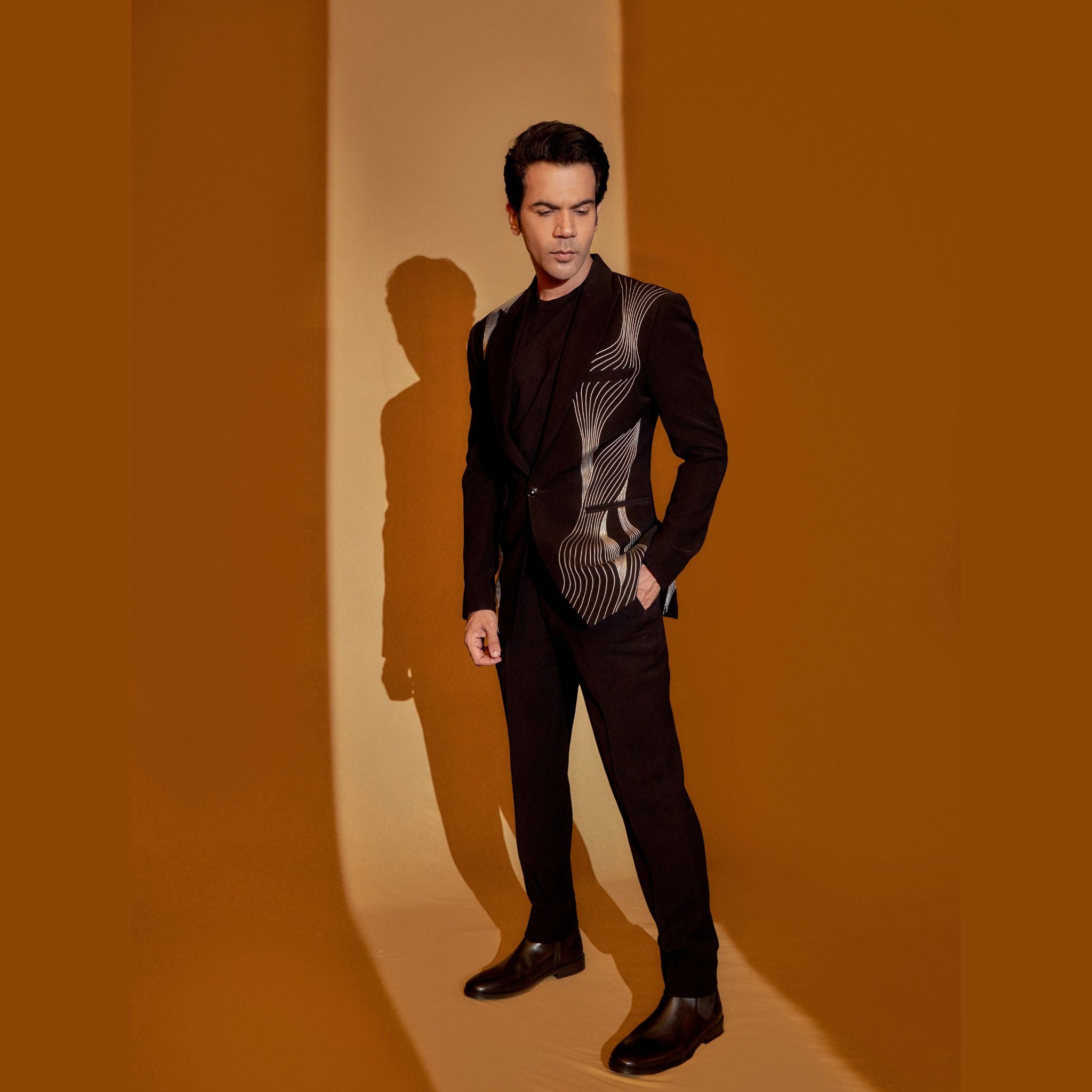 Black Tuxedo Set Celebrity Rajkummar Rao Outfit