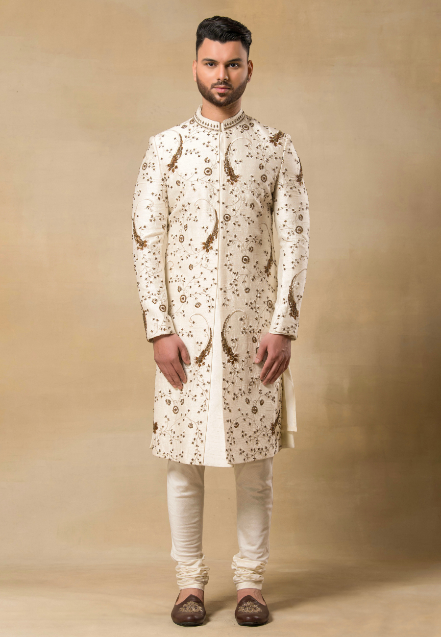 Designer White Sherwani for Men