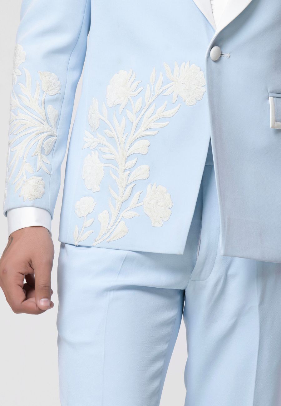 Sky Blue Tuxedo Suit Set