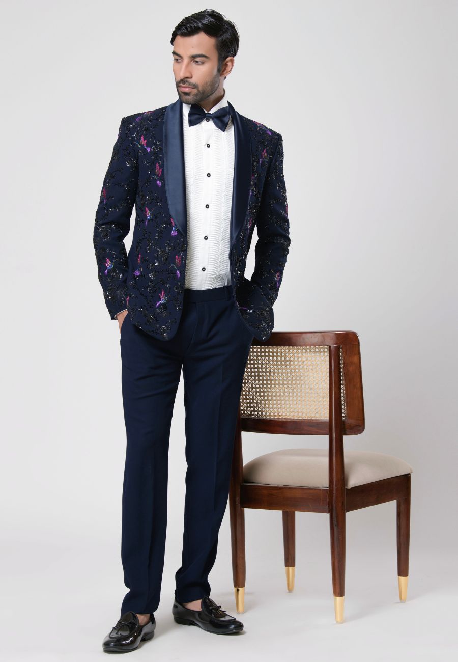 Hand Embroidered Tuxedo Suit Set