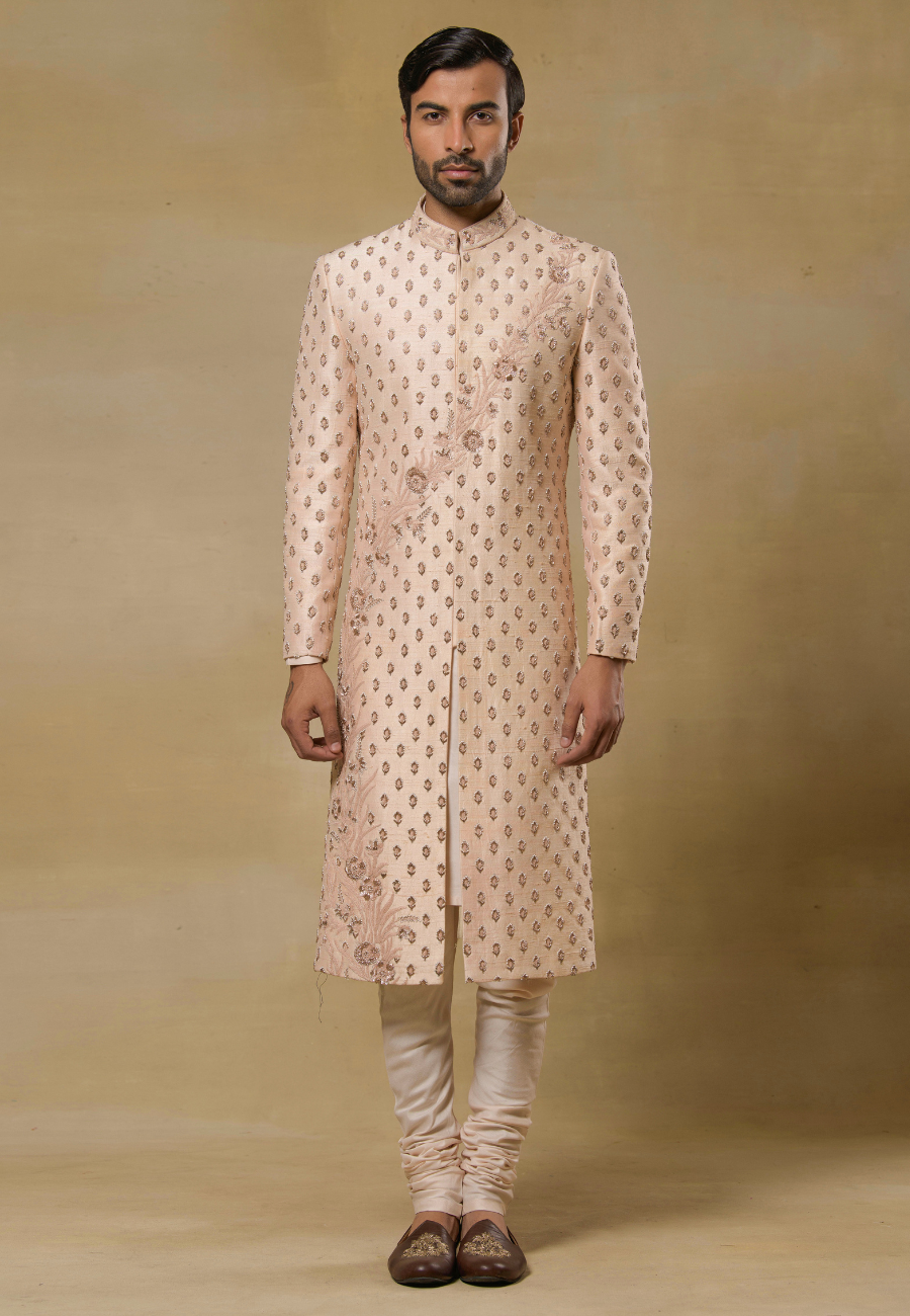 Rose Gold Hand Embroidered Sherwani