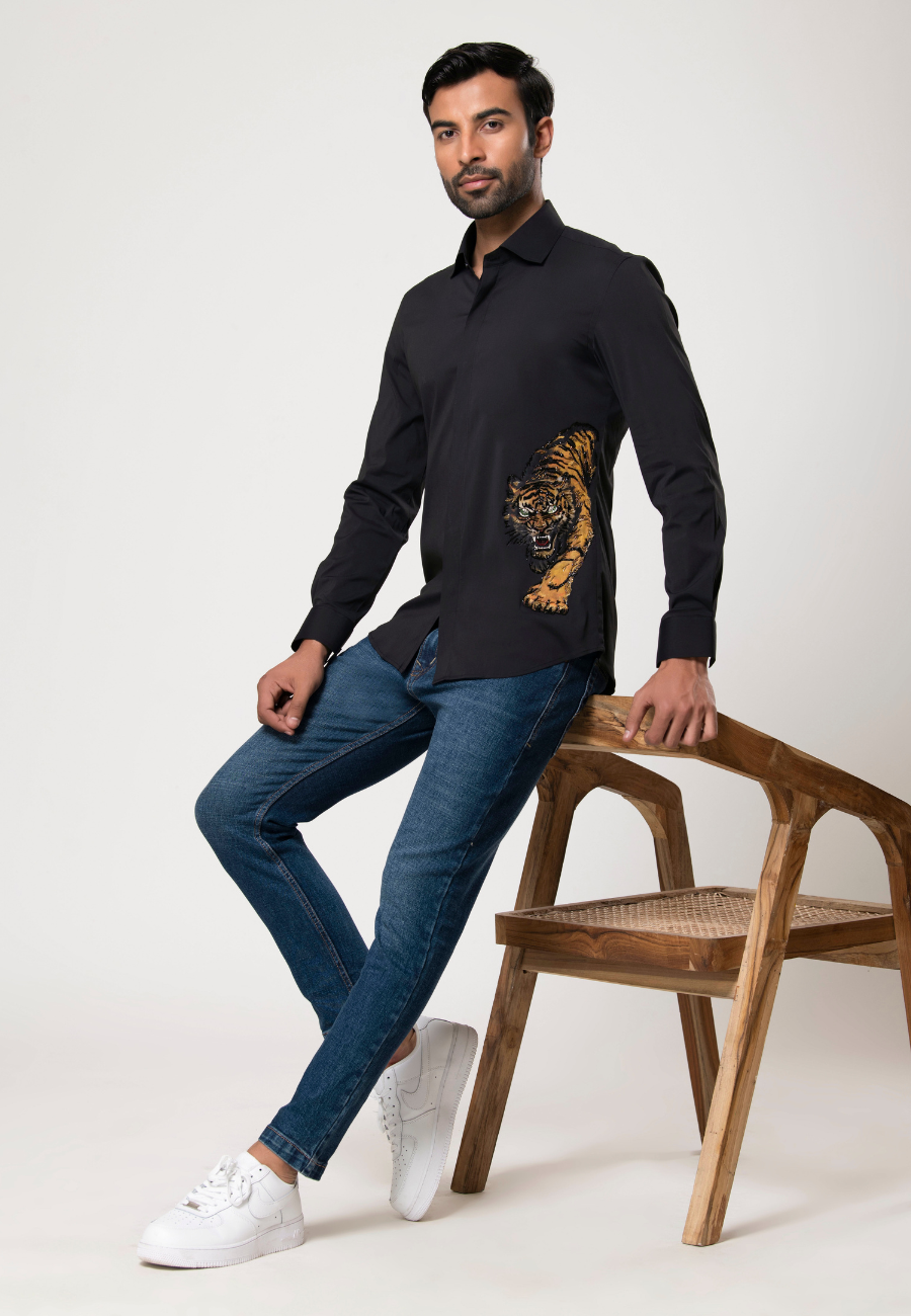 Men's Premium Black Cotton Shirt