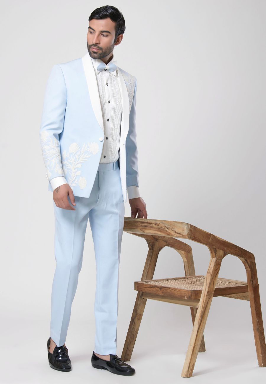 Sky Blue Tuxedo Suit Set