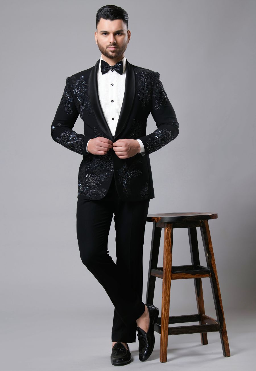 Black Italian Crepe Fabric Tuxedo Set