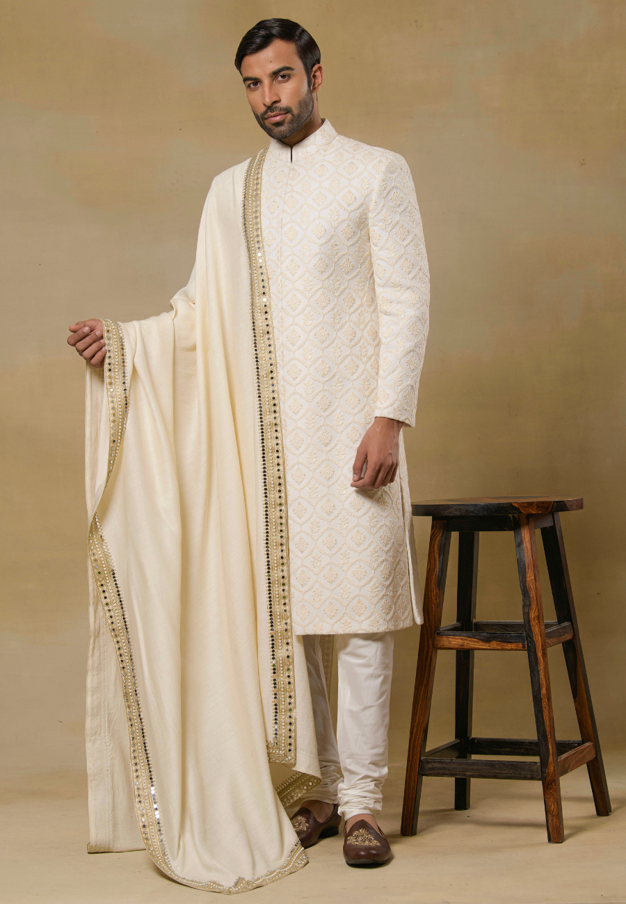 Light Gold Sherwani Set