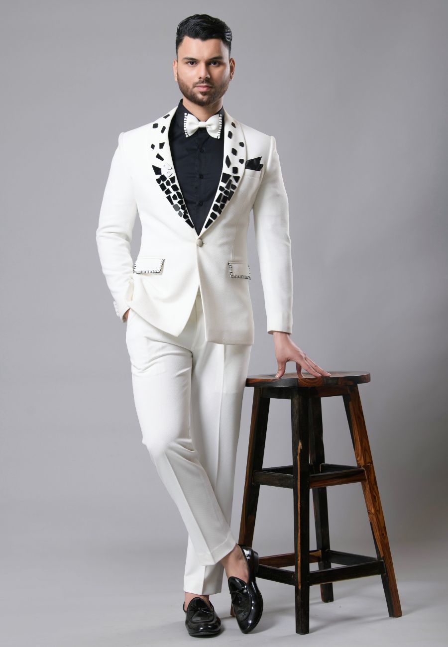 White knitted Tuxedo Set