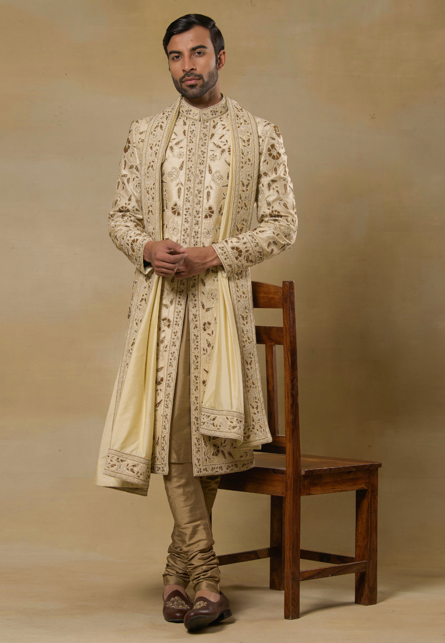 Pale Yellow Sherwani Set