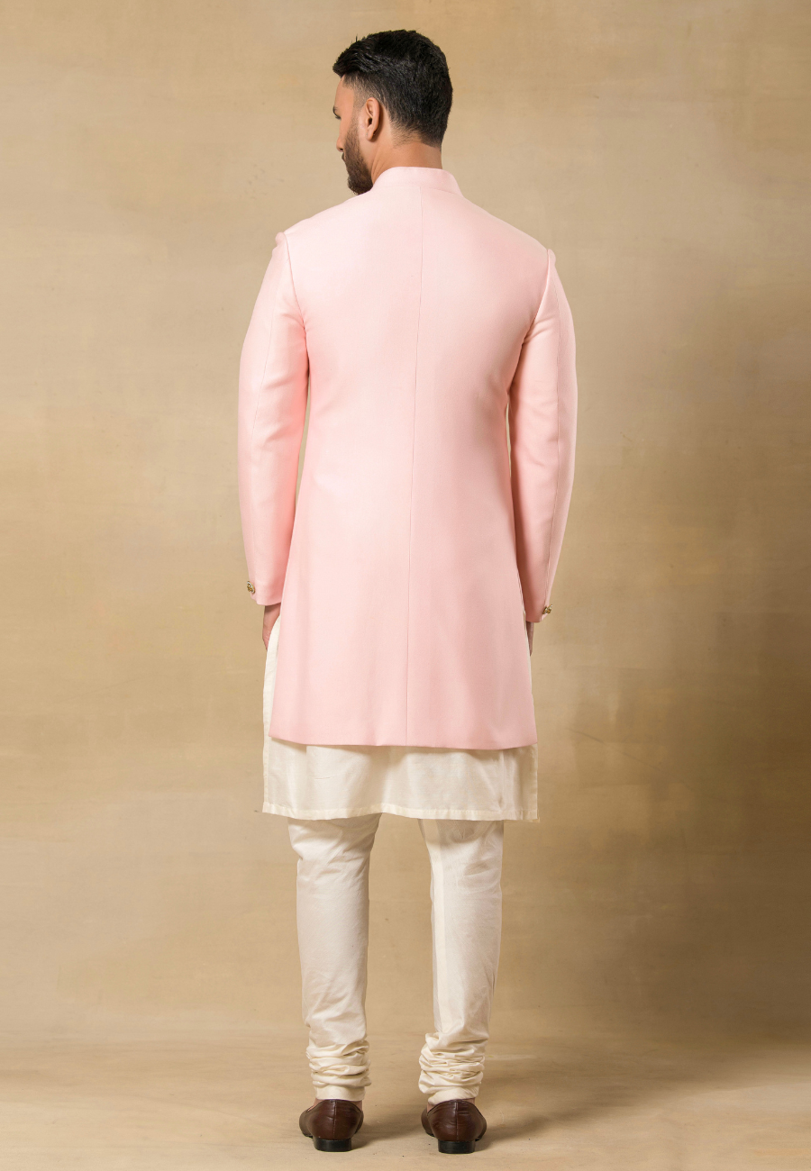 Pink Brocade Sherwani Set