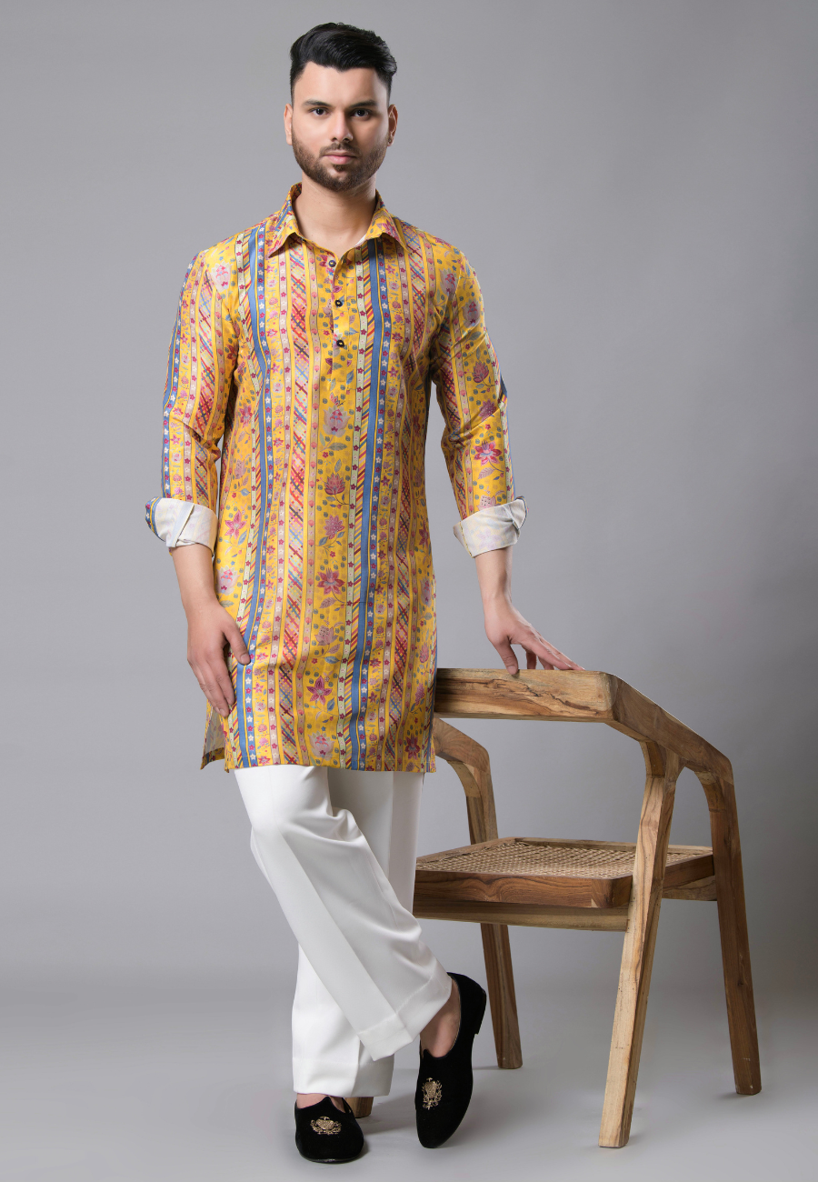 Yellow Kurta with Silk Pant