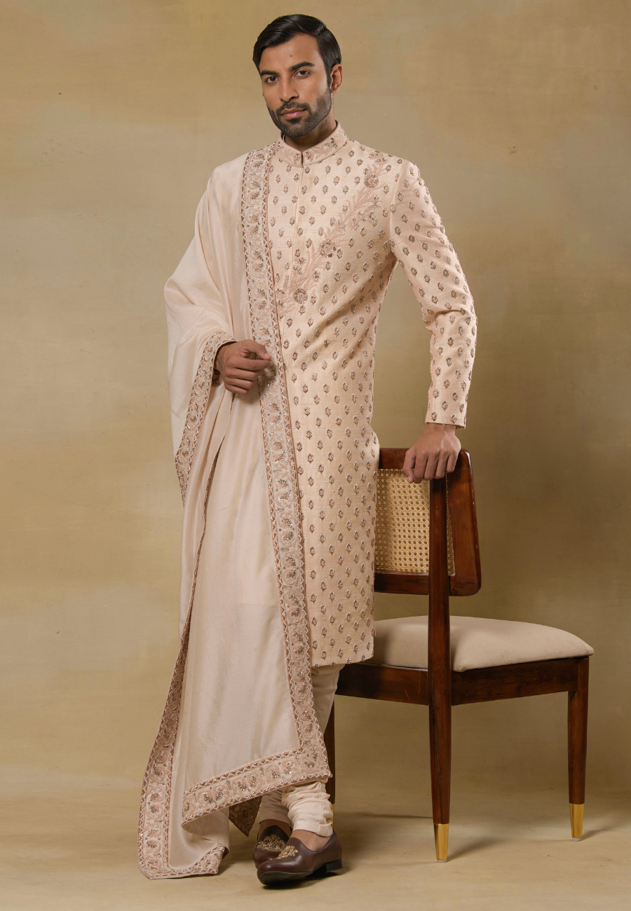 Rose Gold Hand Embroidered Sherwani